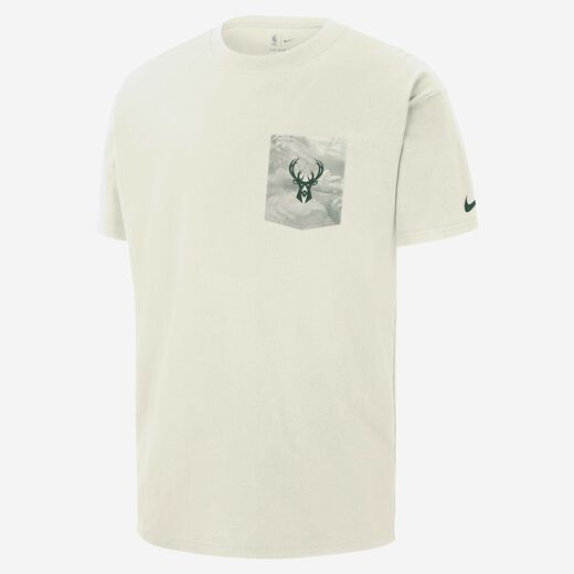 Basketball Tops & T-Shirts-Nike, Milwaukee Bucks Courtside, Men's Nike NBA Max90 T-Shirt