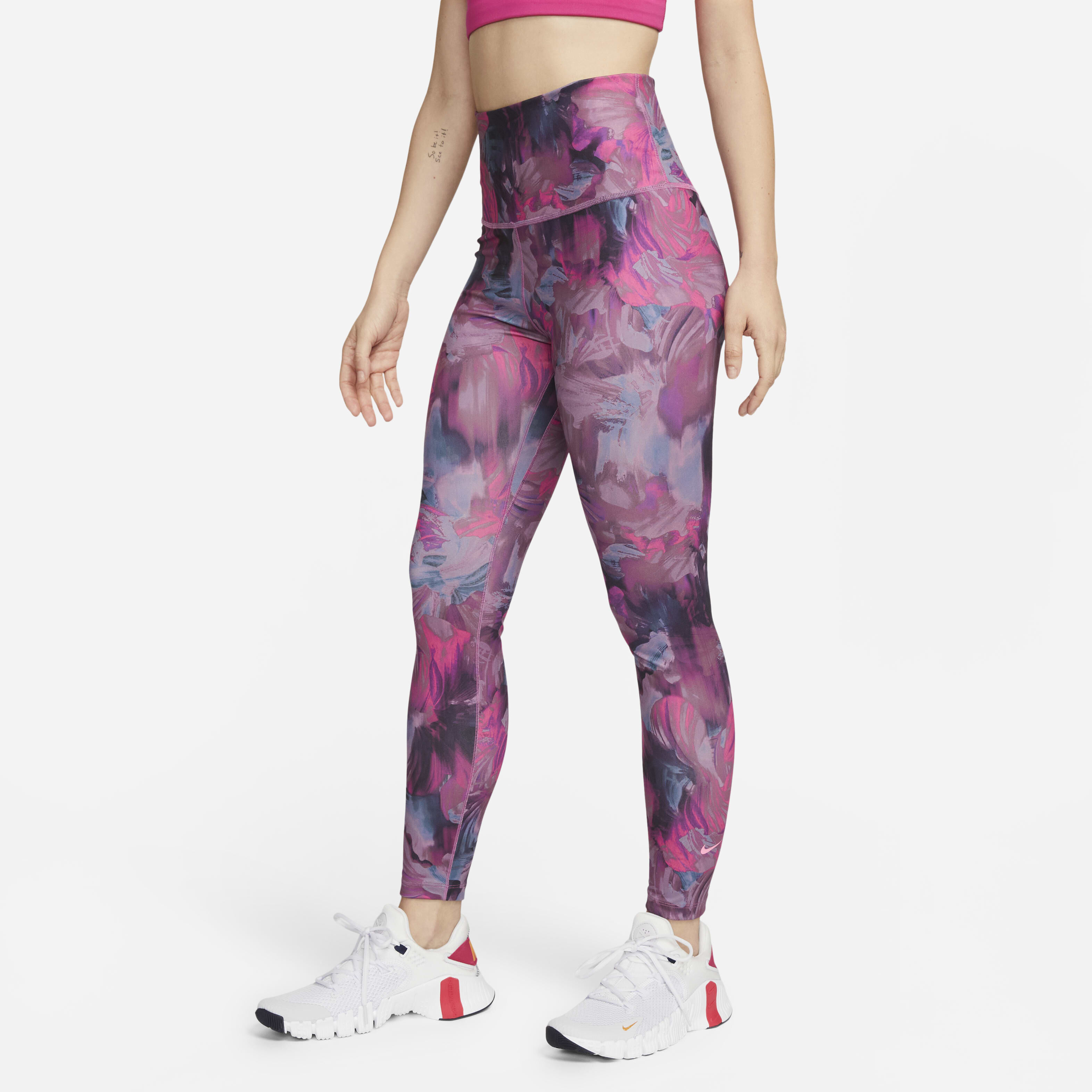 Buy Nike One Women s High Waisted 7 8 All Over Print Leggings Cosmic Fuchsia Pink Glow Nike Kuwait Official