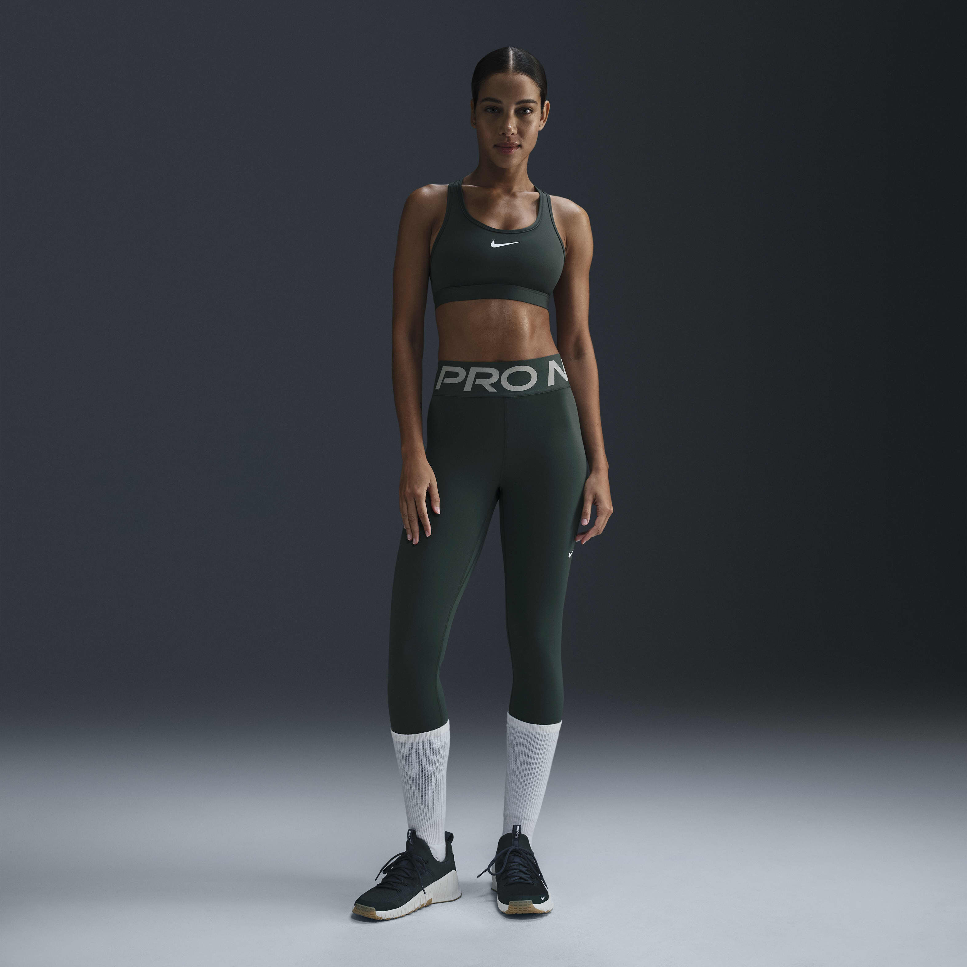 Buy Nike Pro Sculpt Women s High Waisted Full Length Leggings Vintage Green White Nike Kuwait Official