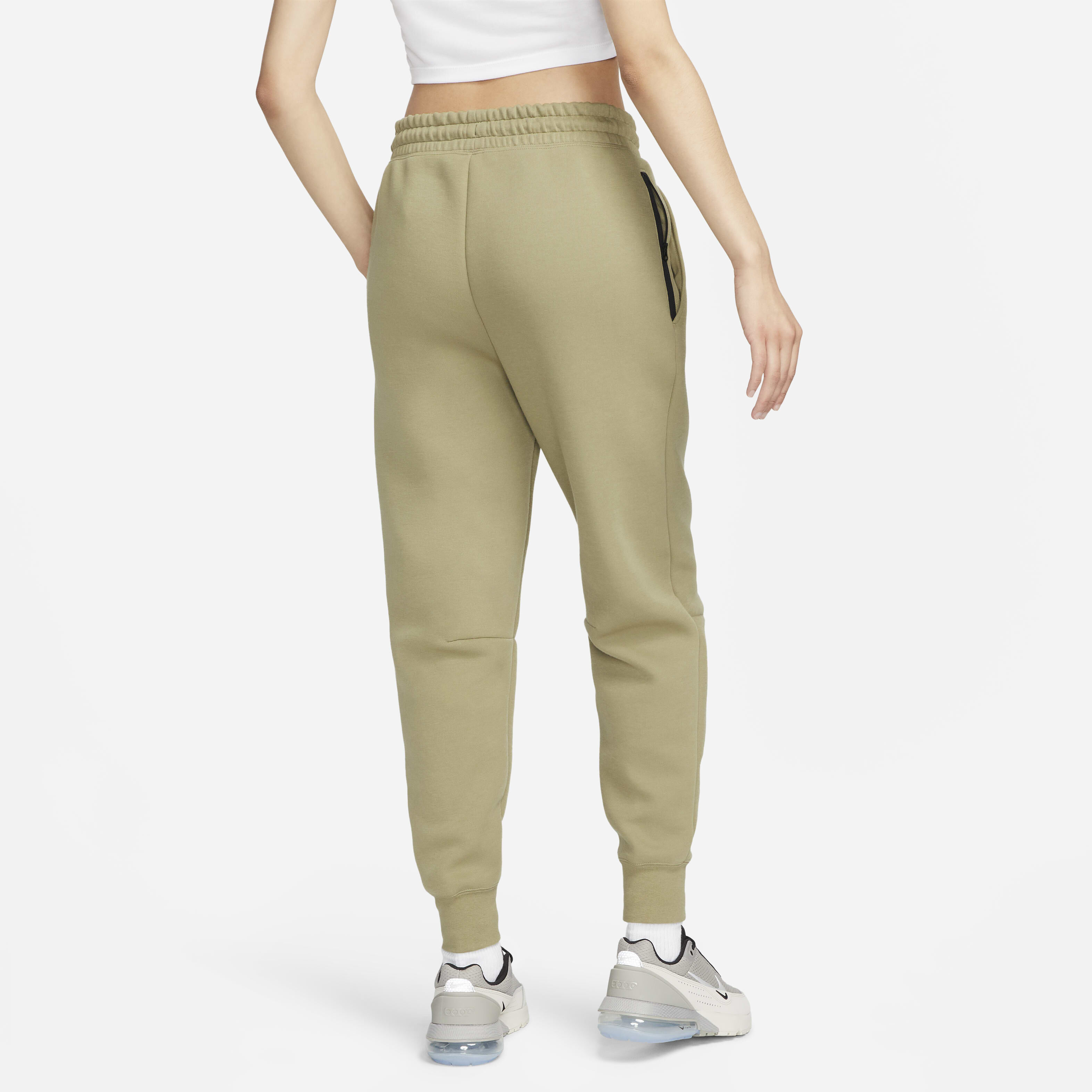 Buy Nike Sportswear Tech Fleece Women s Mid Rise Joggers Neutral Olive Black Nike Kuwait Official