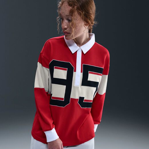 كساء-نايكي, نايكي سبورتسوير, تيشيرت بولو جرافيك بأكمام طويلة للنساء