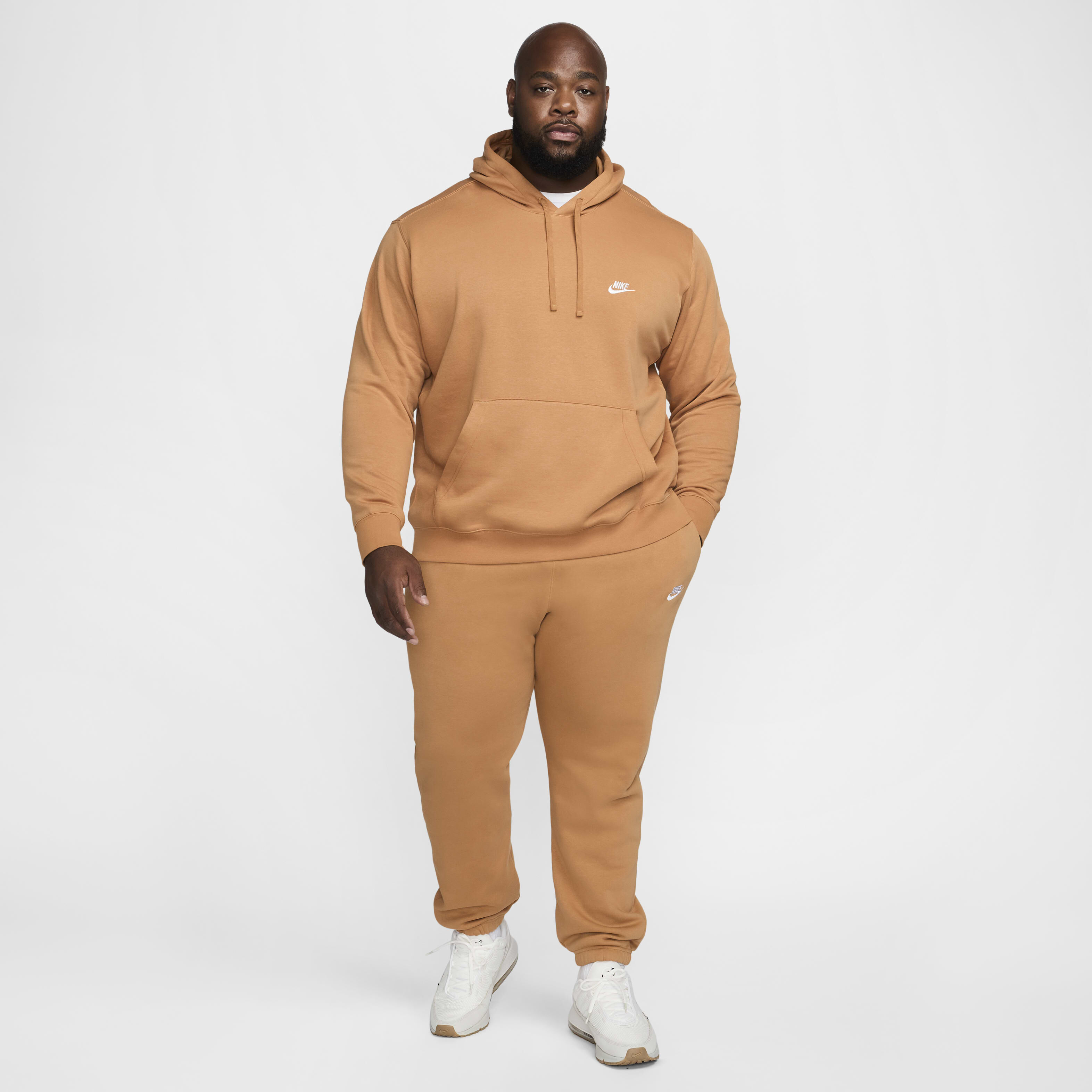 nike sportswear club fleece hoodie sweatshirt tan