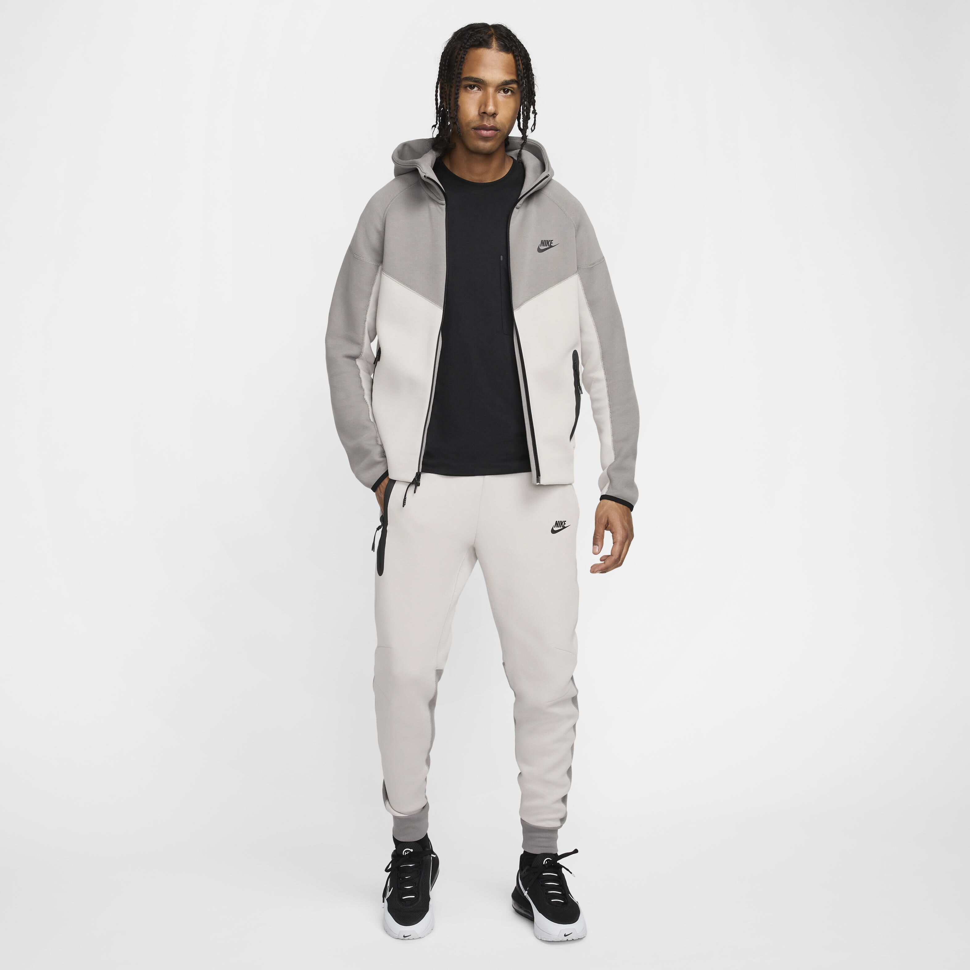 Nike tech fleece light grey top