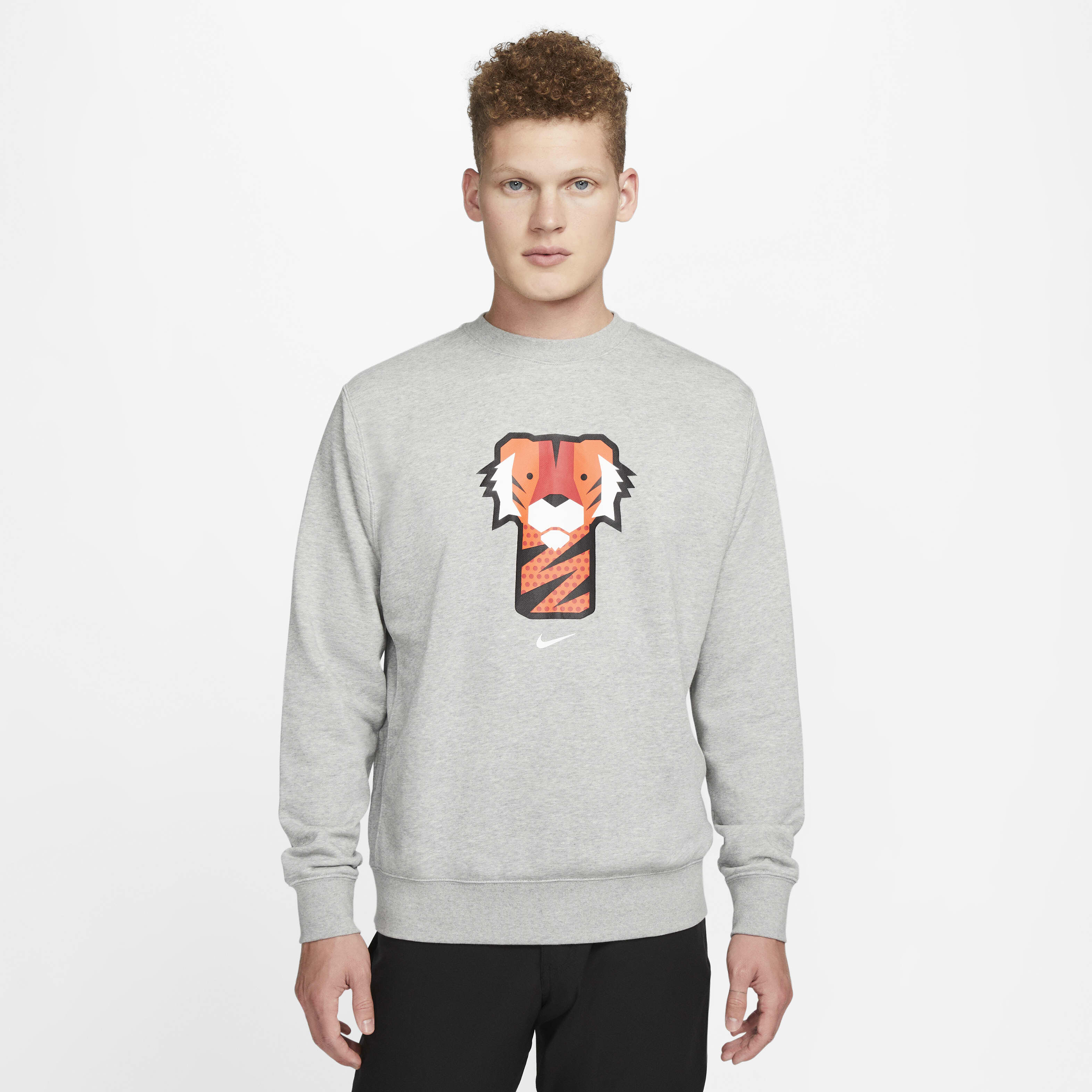 Buy Tiger Woods Men's Graphic Golf Crew - Dark Grey Heather/White