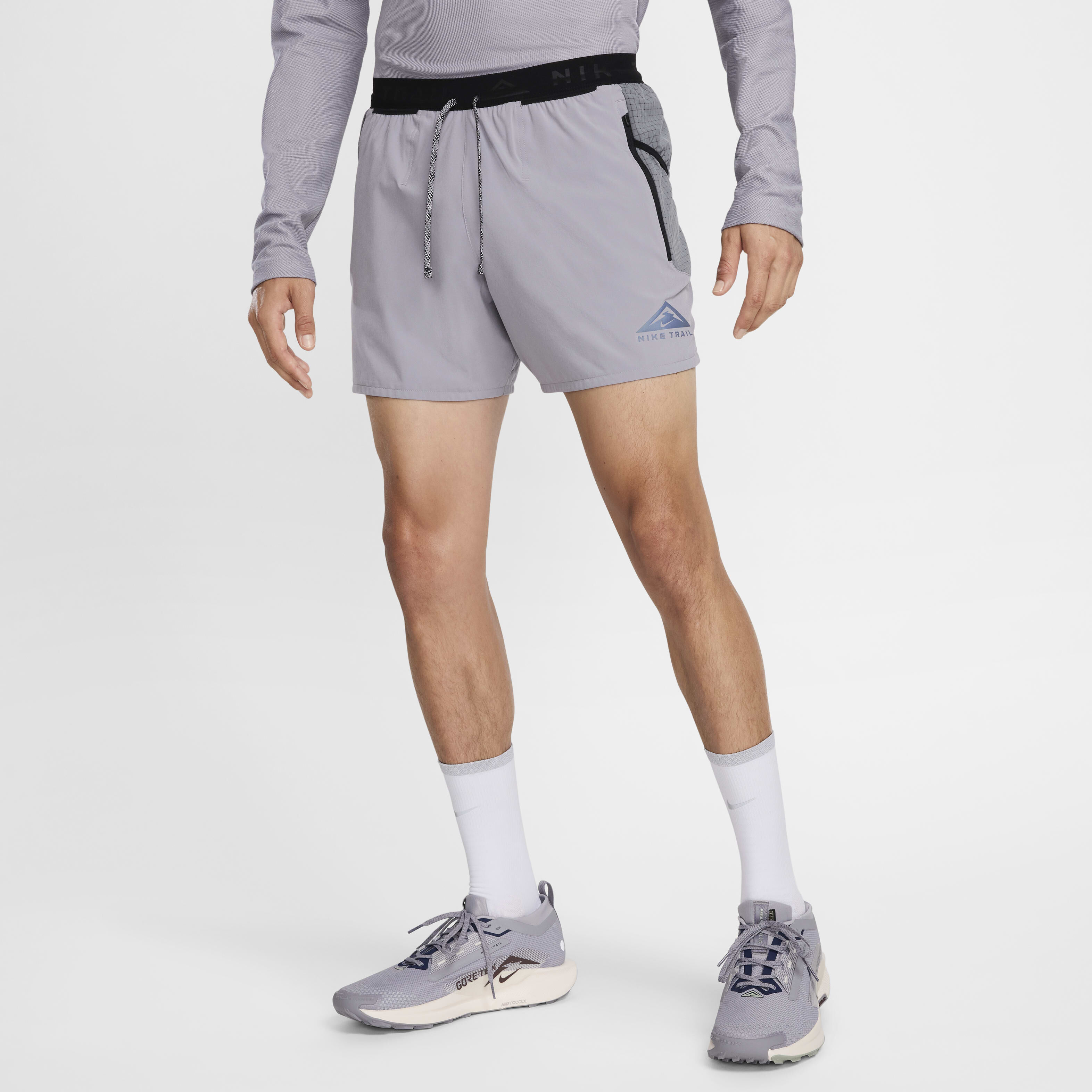 Buy Nike Trail Second Sunrise Men s Dri FIT 13cm approx. Brief Lined Running Shorts Cement Grey Smoke Grey Black Nike Kuwait Official