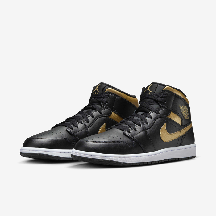 Buy Air Jordan Mid Men's Shoes Black/White/Metallic Gold