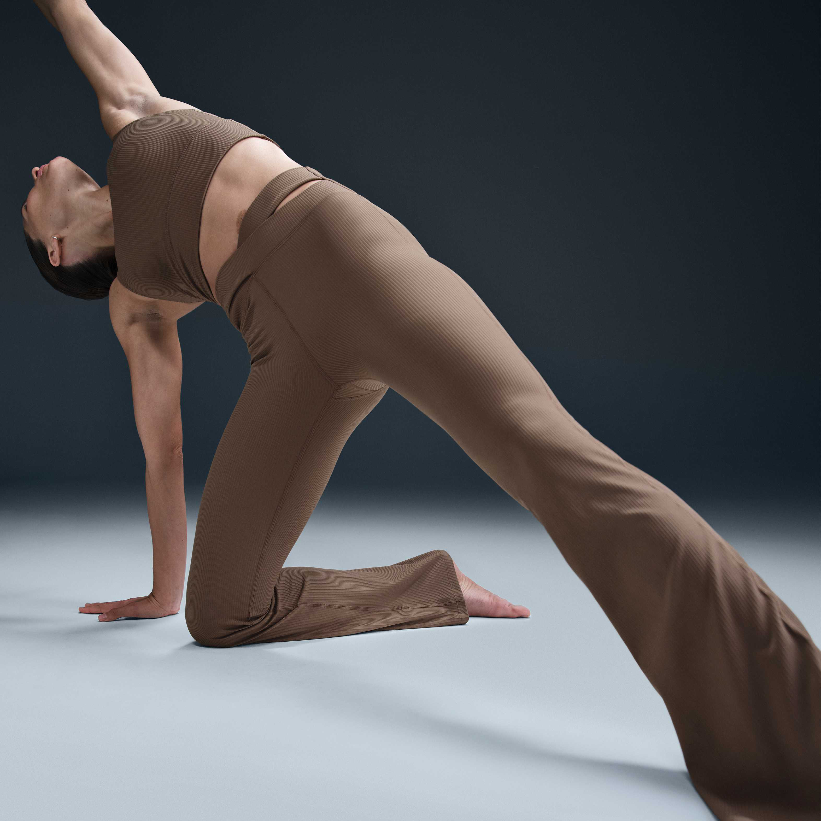 Buy Nike Zenvy Rib Women's High-Waisted Flared Leggings - Mink