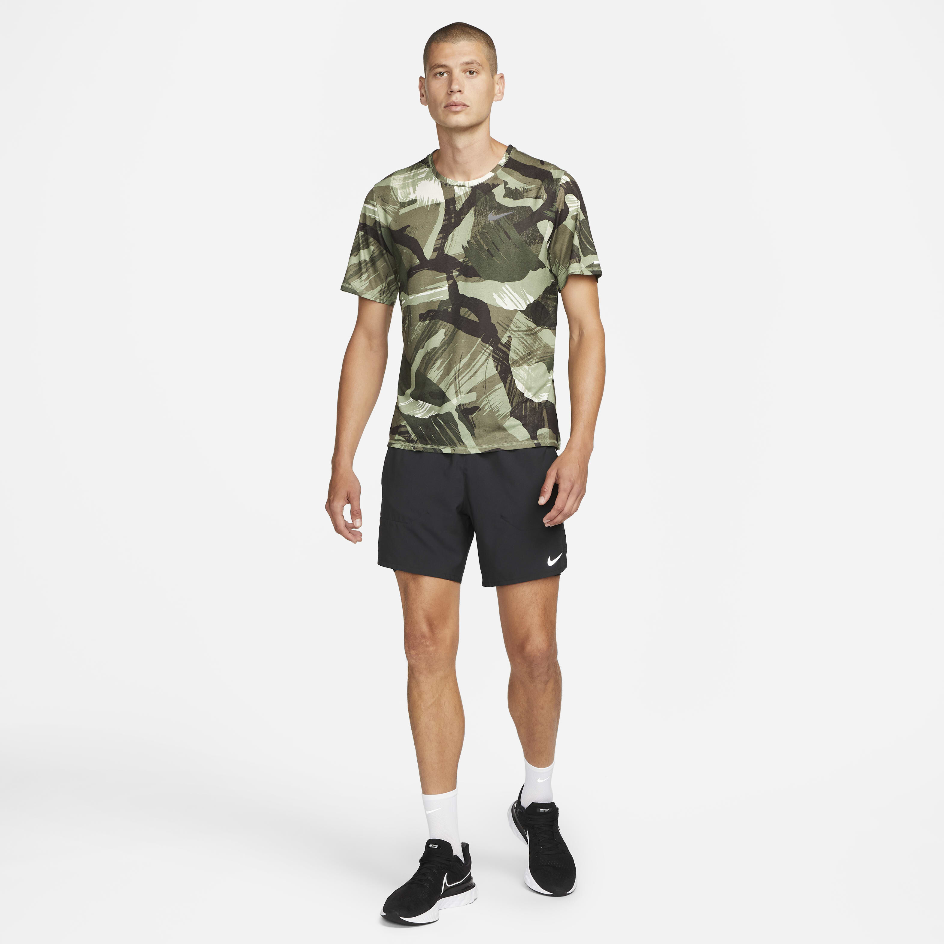 Buy Nike Dri FIT Miler Men s Short Sleeve Camo Running Top Nike Kuwait Official