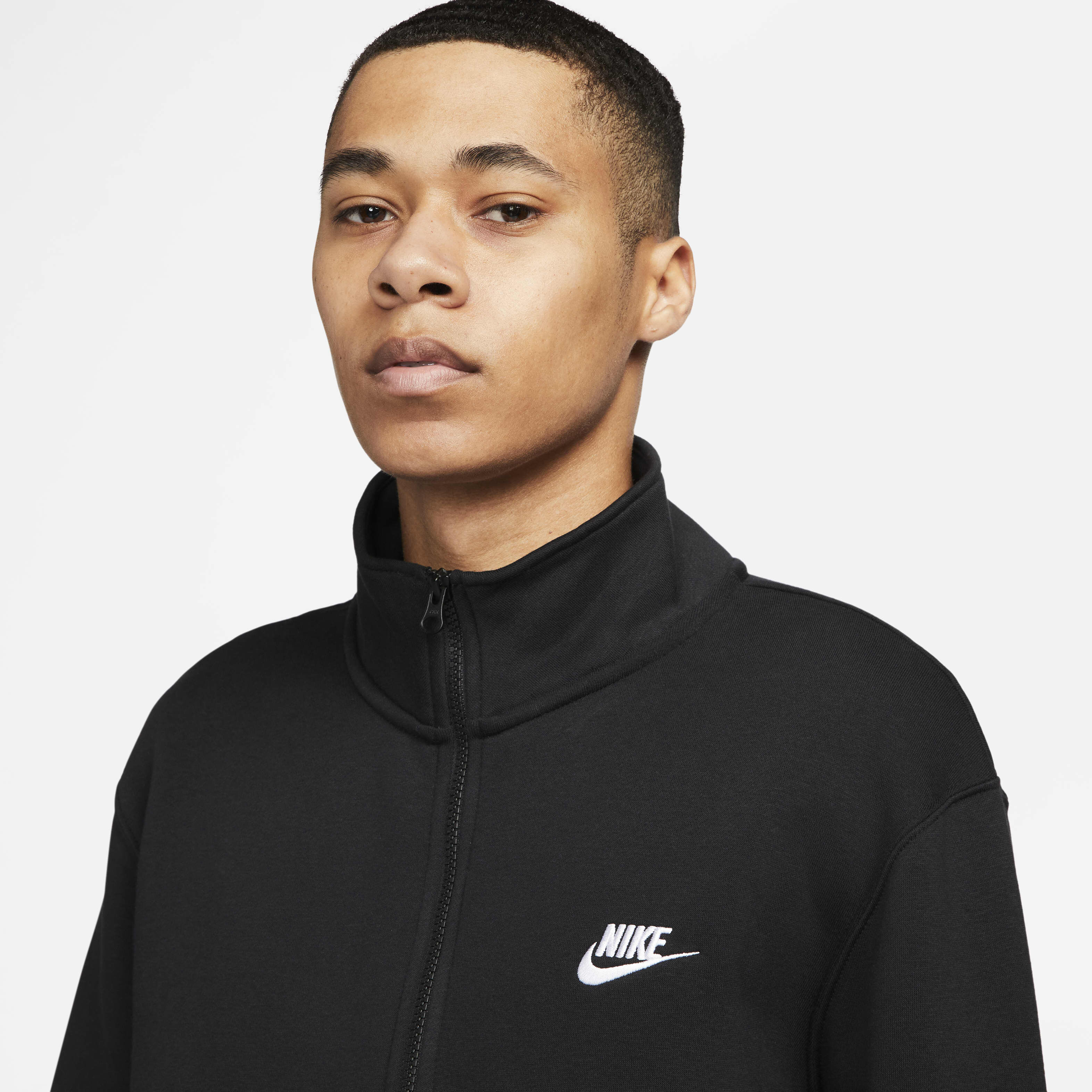 Buy Nike Sportswear Club Men s Brushed Back 1 2 Zip Sweatshirt Black Black White Nike Kuwait Official