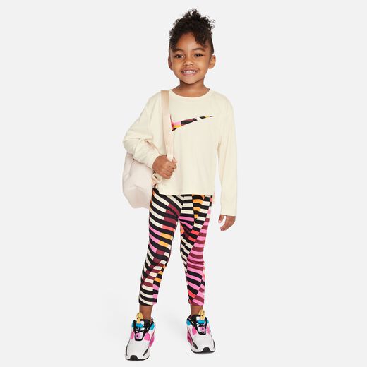 Tracksuits-Nike, Nike Long Sleeve Tee and Printed Leggings Set, Toddler 2-Piece Dri-FIT Set