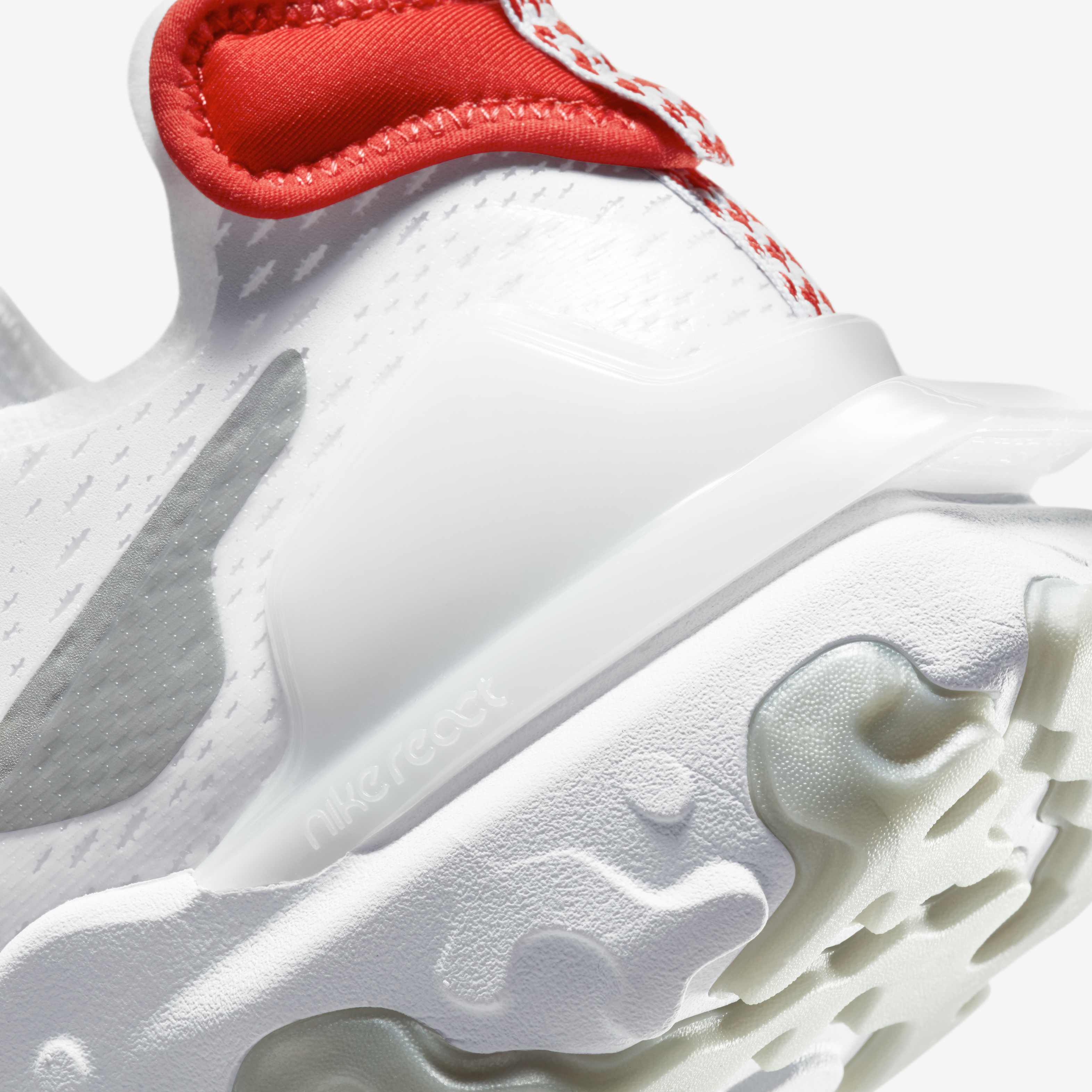 nike react vision in white and silver