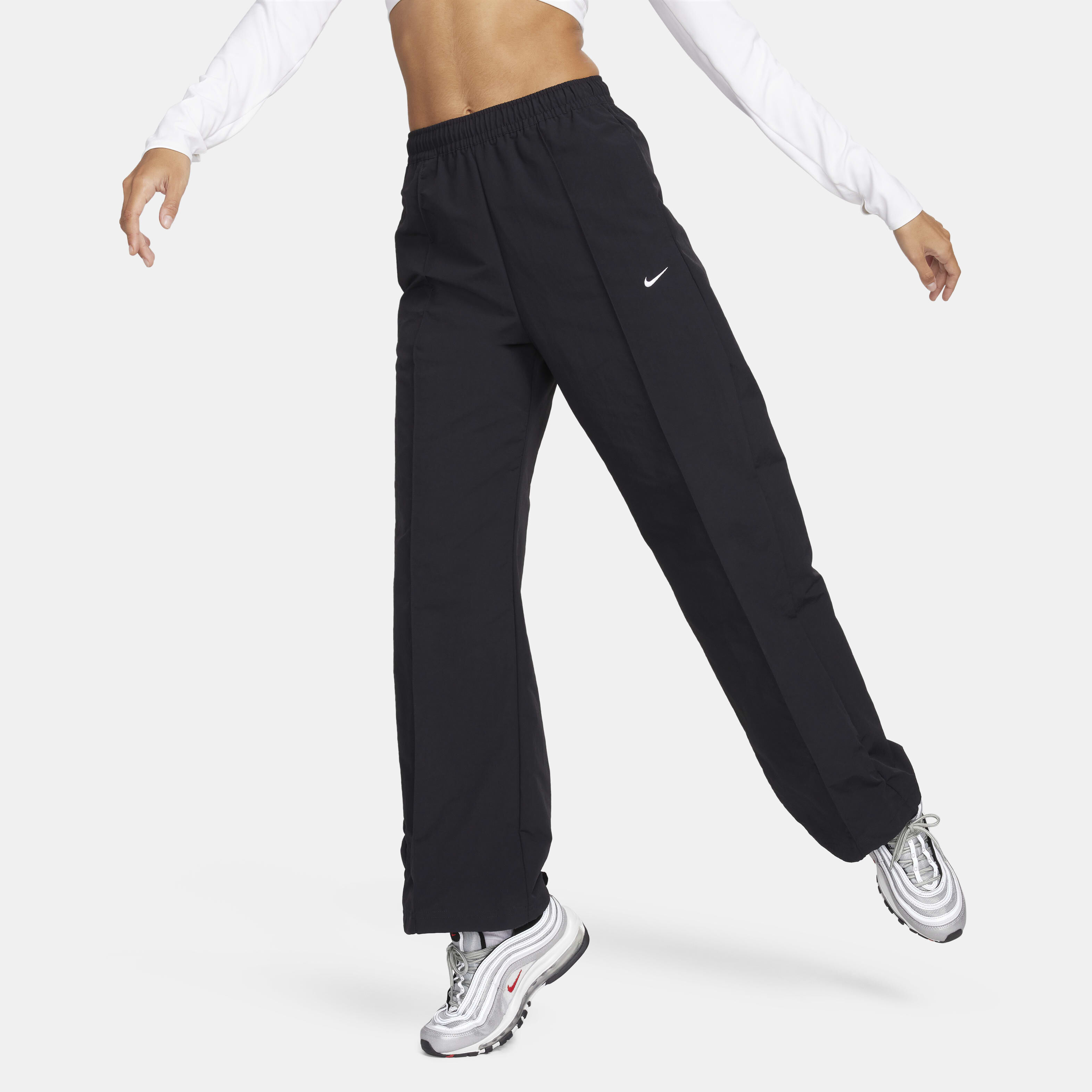 Buy Nike Sportswear Everything Wovens Women s Mid Rise Open Hem Trousers Nike Kuwait Official