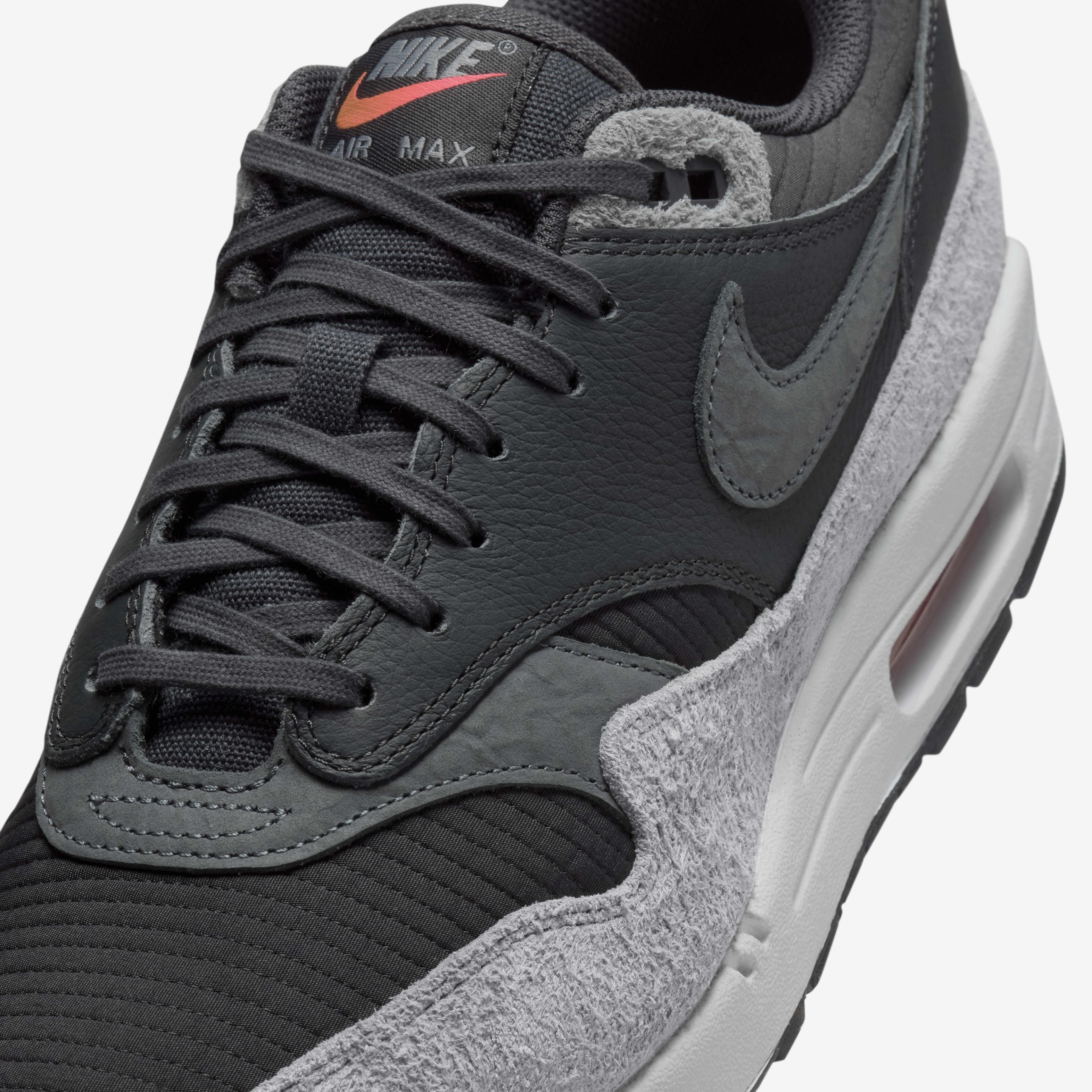Buy Nike Air Max 1 Premium Shoes Dark Smoke Grey Flash Crimson Summit White Smoke Grey Nike Kuwait Official