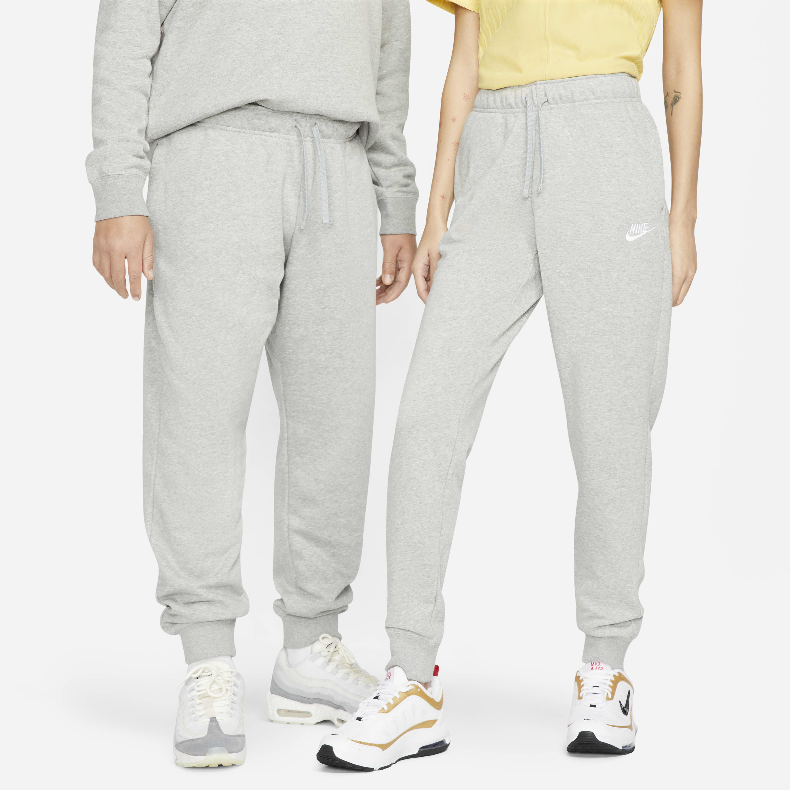 Buy Nike Sportswear Club Fleece Women s Mid Rise Joggers Dark Grey Heather White Nike Kuwait Official