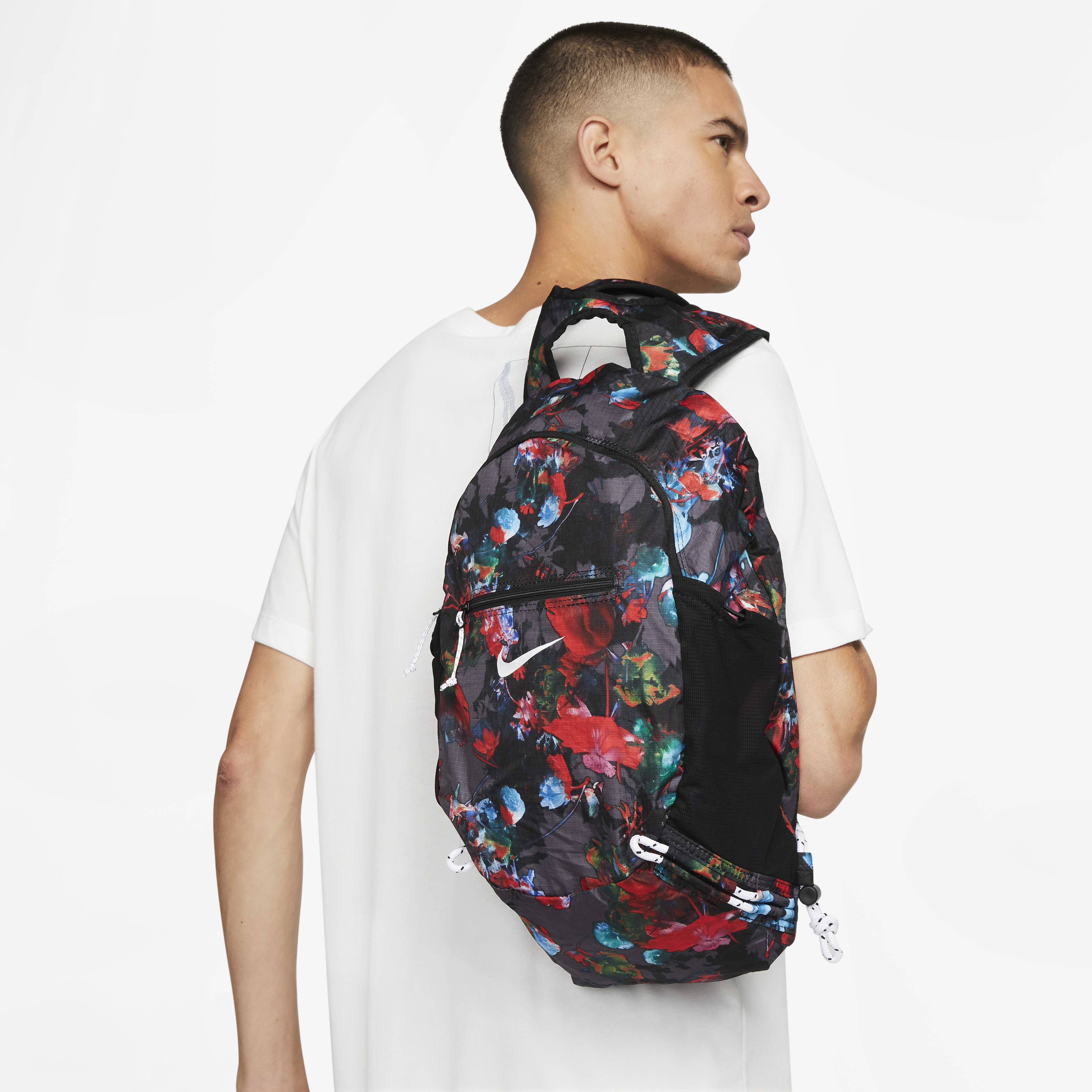 Buy Nike Printed Stash Backpack (17L) - Black/Black/White