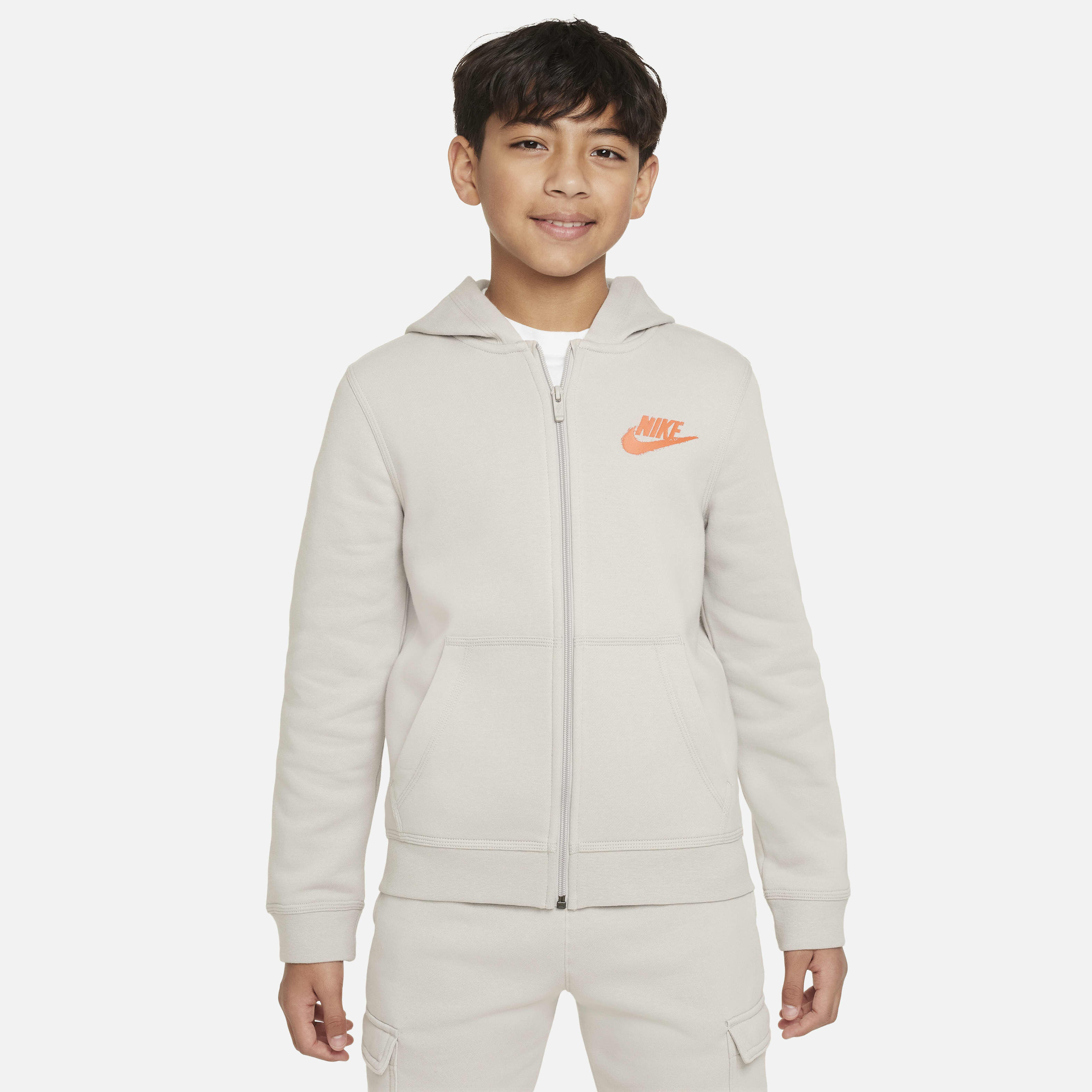 Buy Nike Sportswear Older Kids Boys Fleece Full Zip Graphic Hoodie Light Iron Ore Nike Kuwait Official