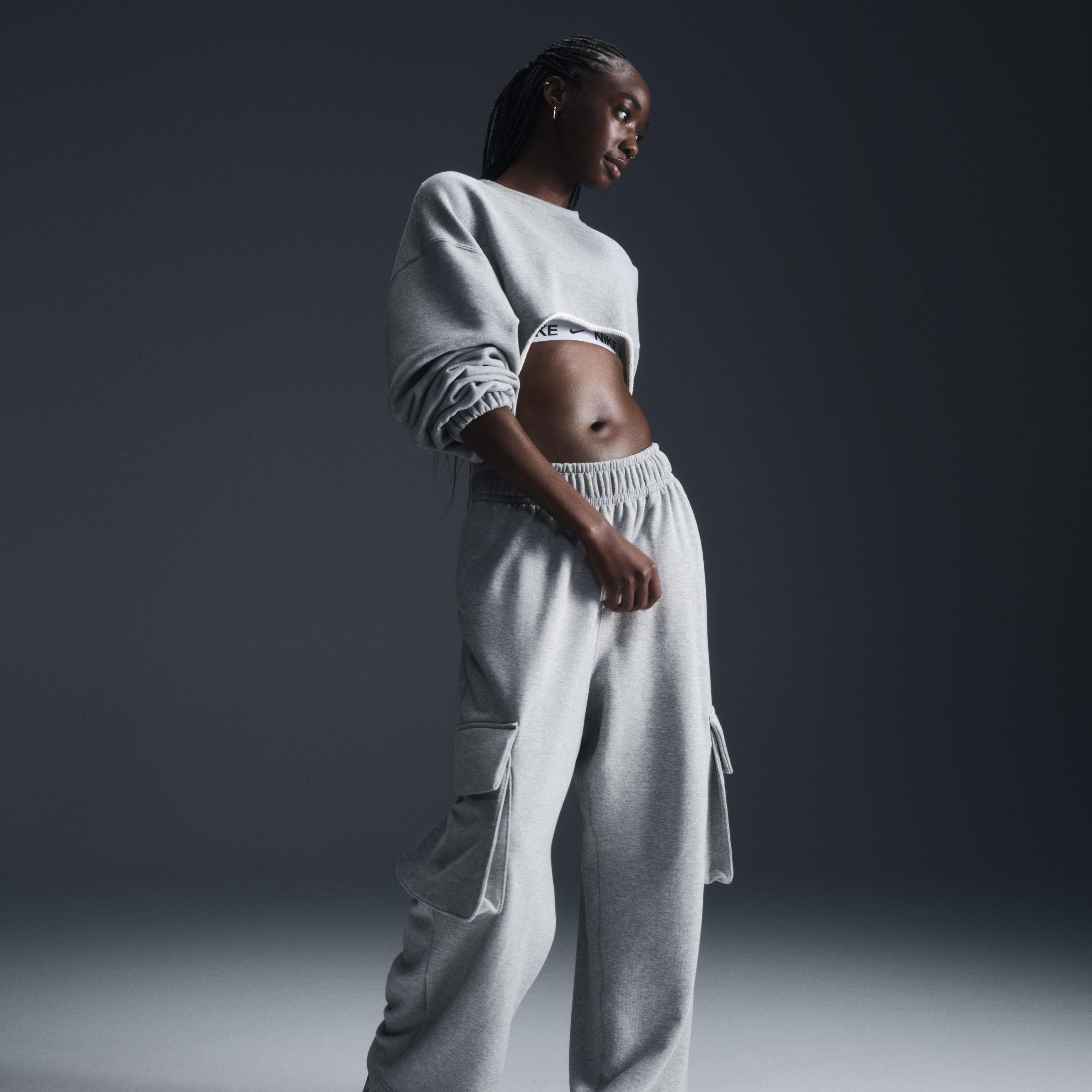 Buy Nike Sportswear Women s Low Rise Oversized French Terry Open Hem Trousers Nike Kuwait Official