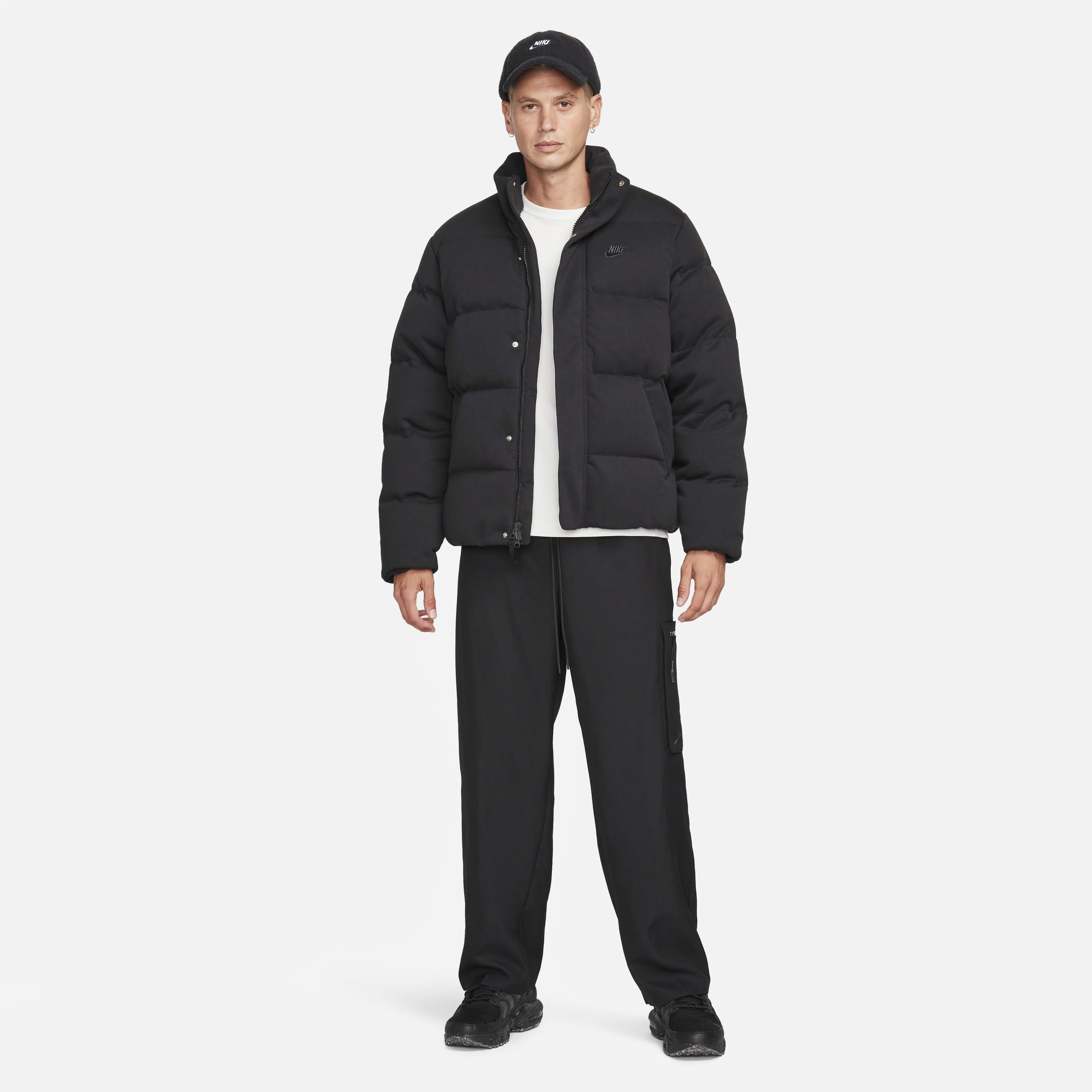 nike patent oversized padded jacket in black