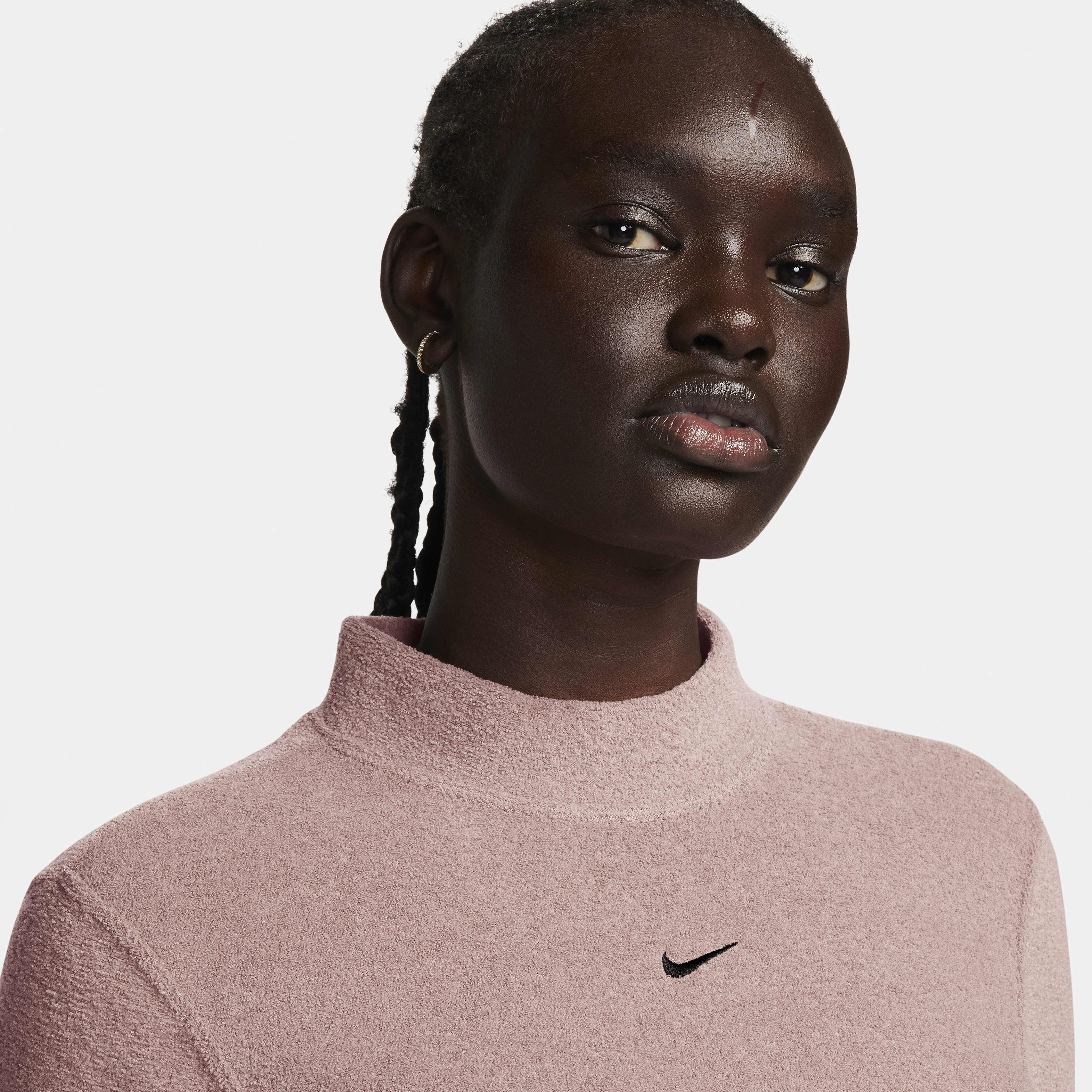Nike fleece mock neck top best sale