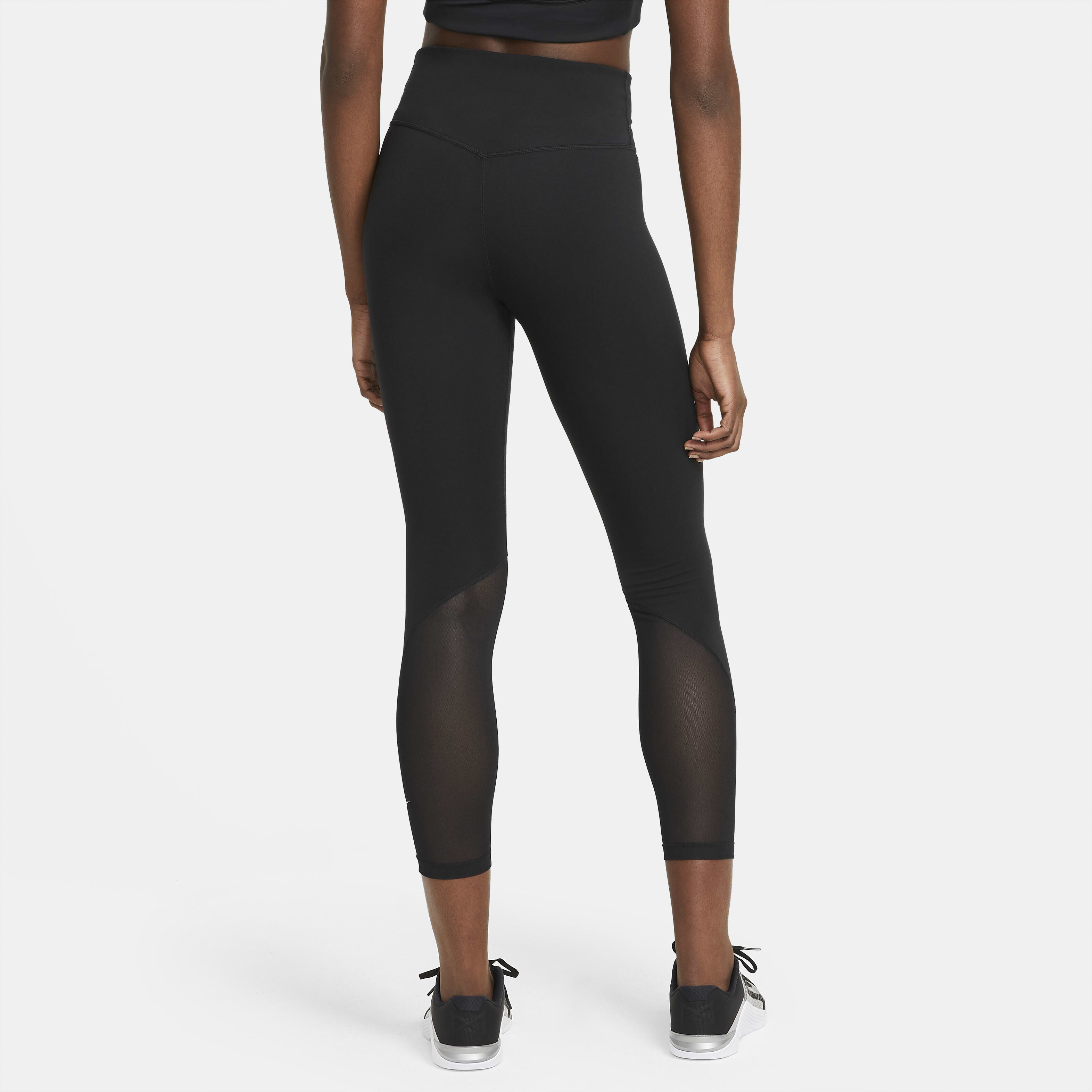 Buy Nike One Women's Mid-Rise 7/8 Mesh-Panelled Leggings Black