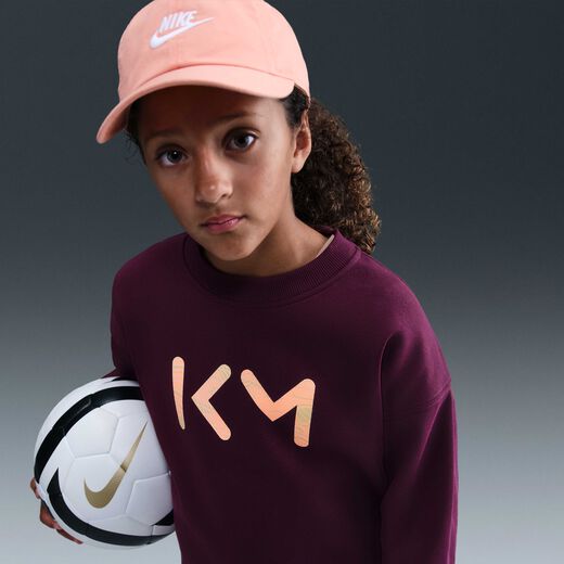 Kylian Mbappe-Nike, Kylian Mbappé Club Fleece, Older Kids' (Girls') Nike Football Oversized Crew-Neck