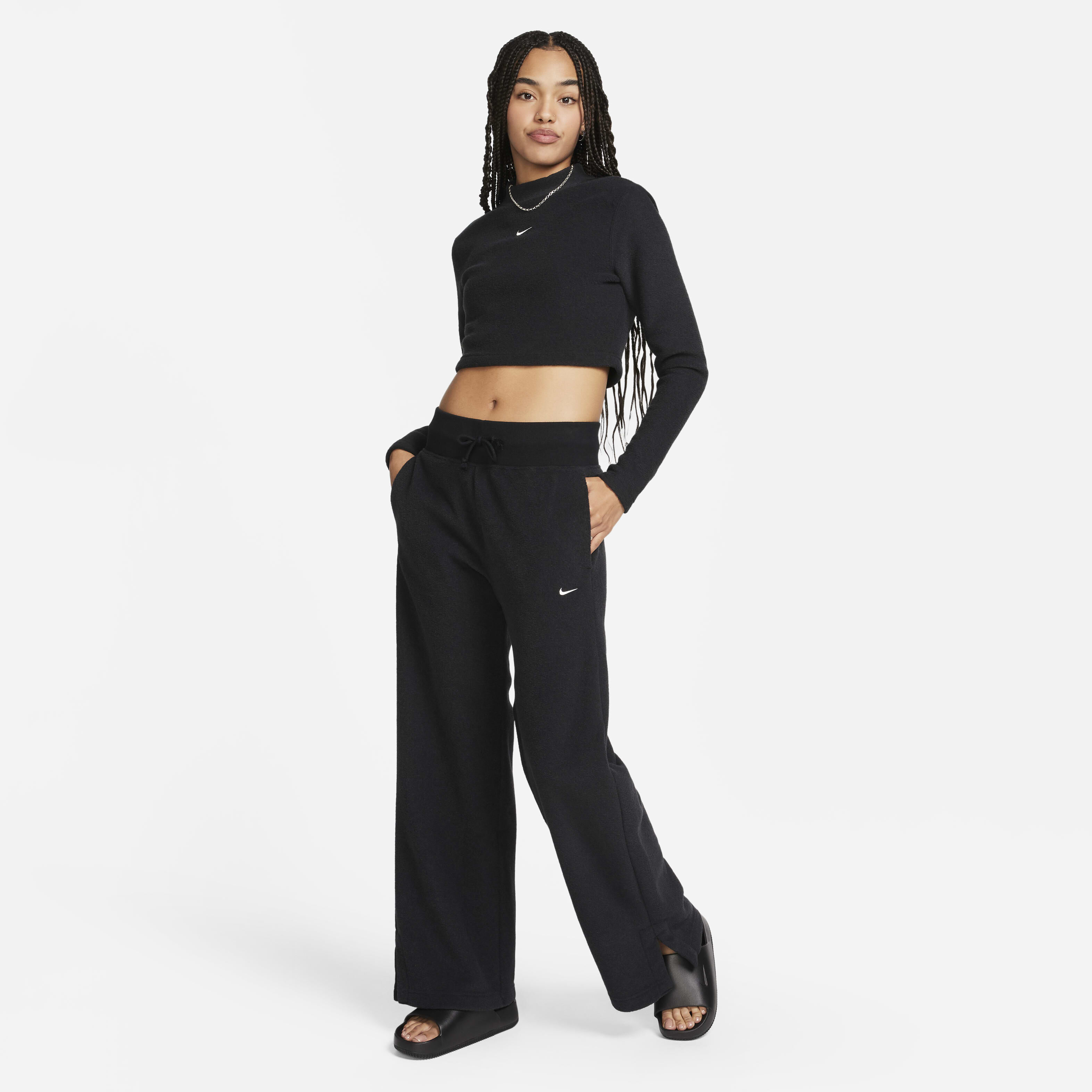 Fleece mock neck top nike shop