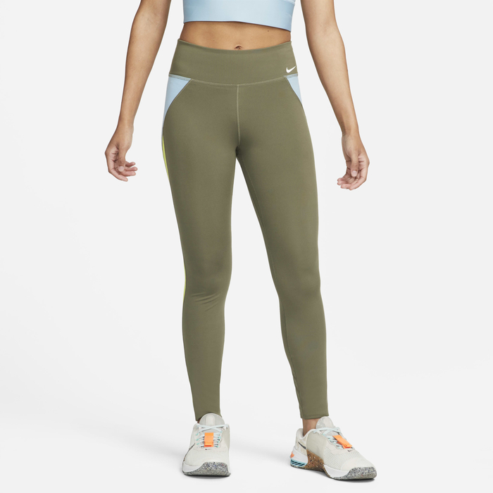 Buy Nike One Women's Mid-Rise Colour-Block Leggings Medium Olive