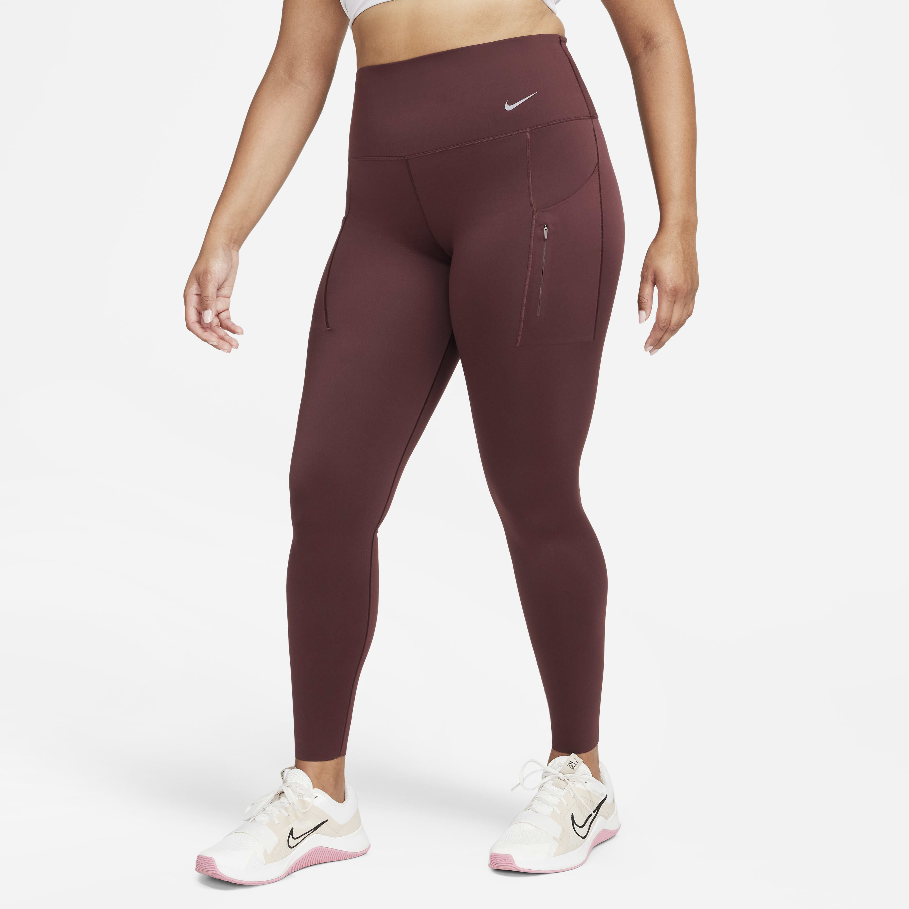 Buy Nike Go Women s Firm Support High Waisted Full Length Leggings with Pockets Burgundy Crush Black Nike Kuwait Official