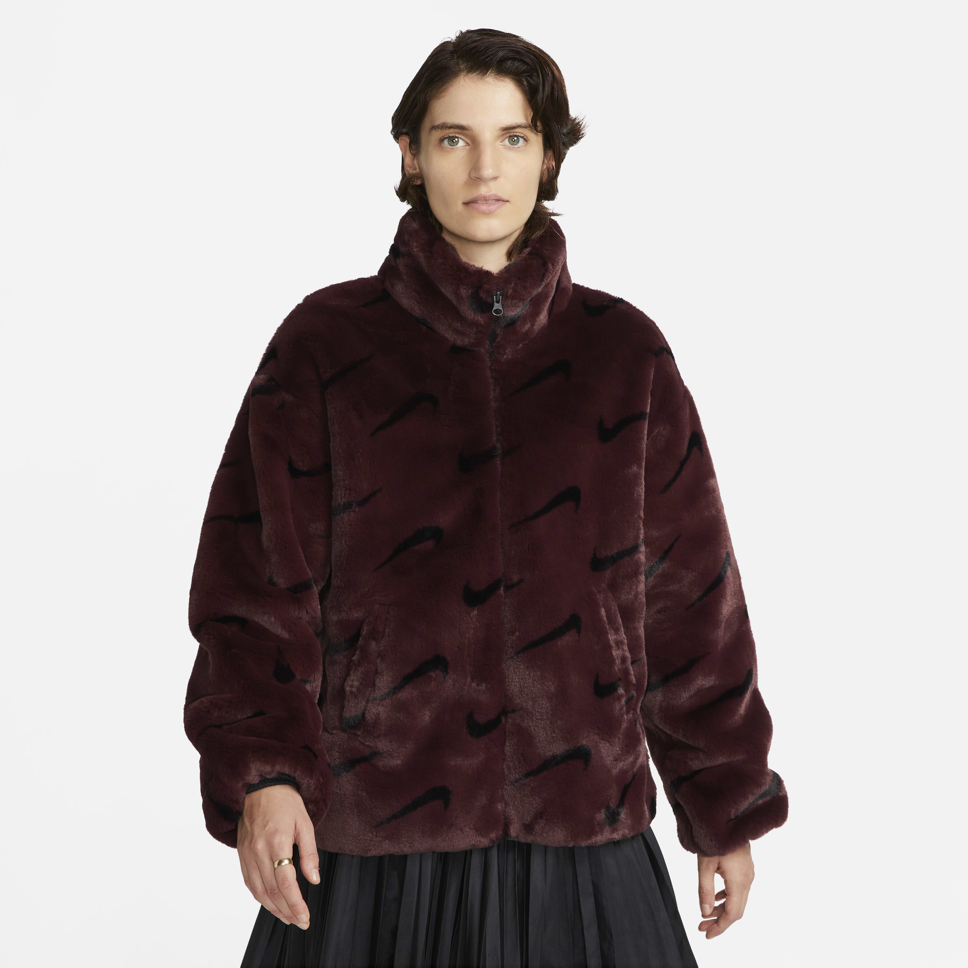 nike women's plush faux fur jacket