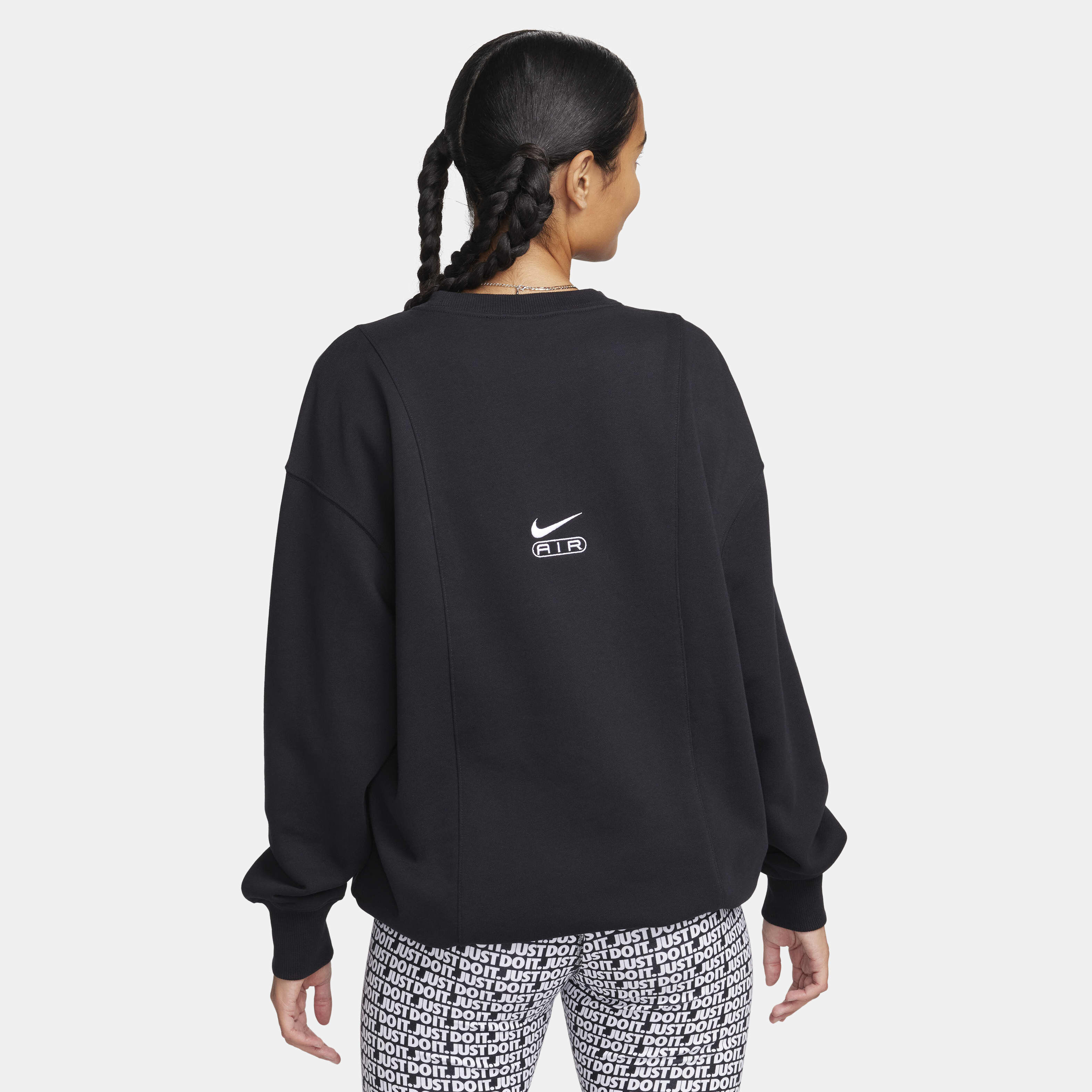 Buy Nike Air Women s Over Oversized Crew Neck French Terry Sweatshirt Black White Nike Kuwait Official