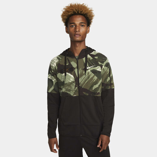 Hoodies & Sweatshirts-Nike, Nike Dri-FIT Fleece, Men's Full-Zip Camo Fitness Hoodie