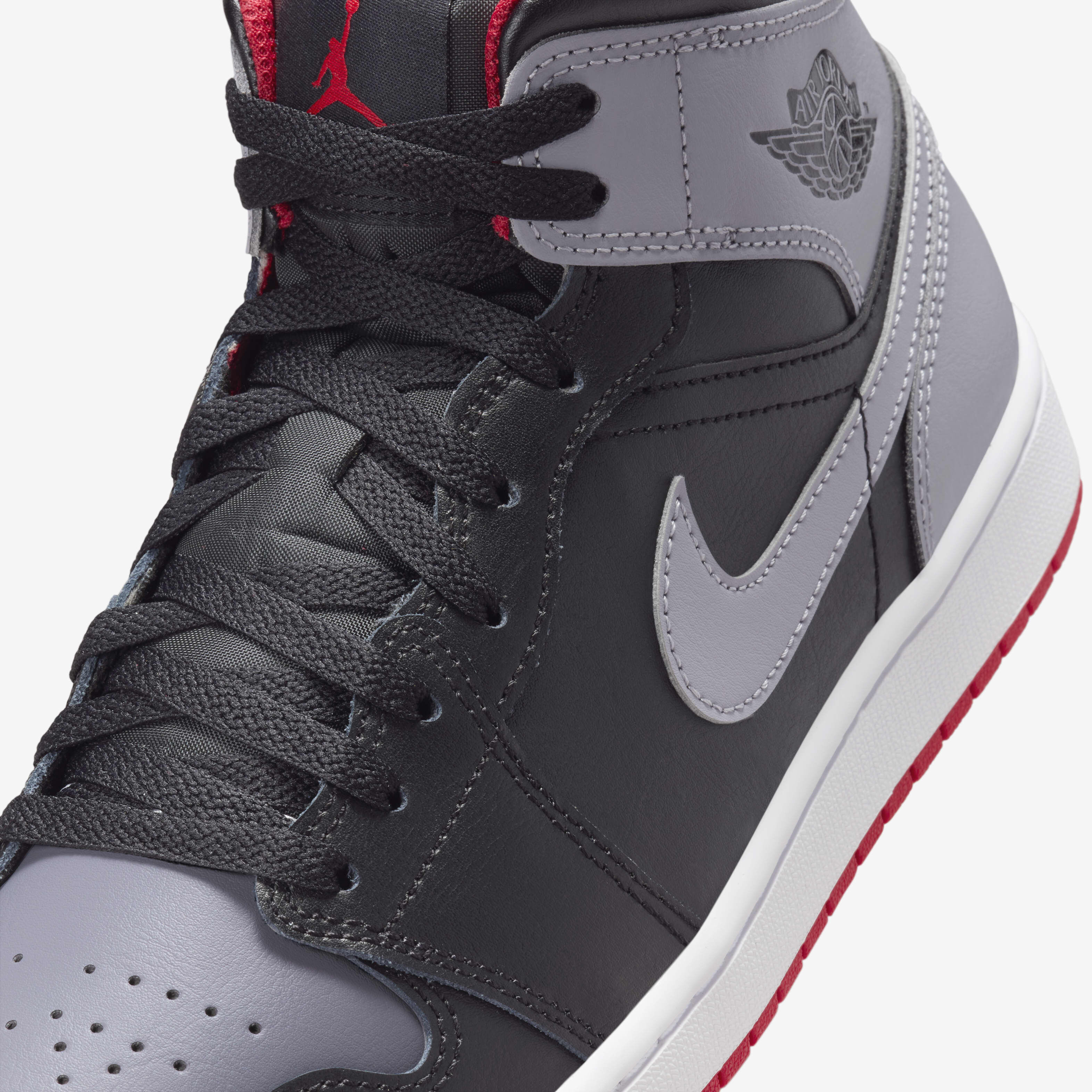 Jordan 1 mid black cool grey gym red discount