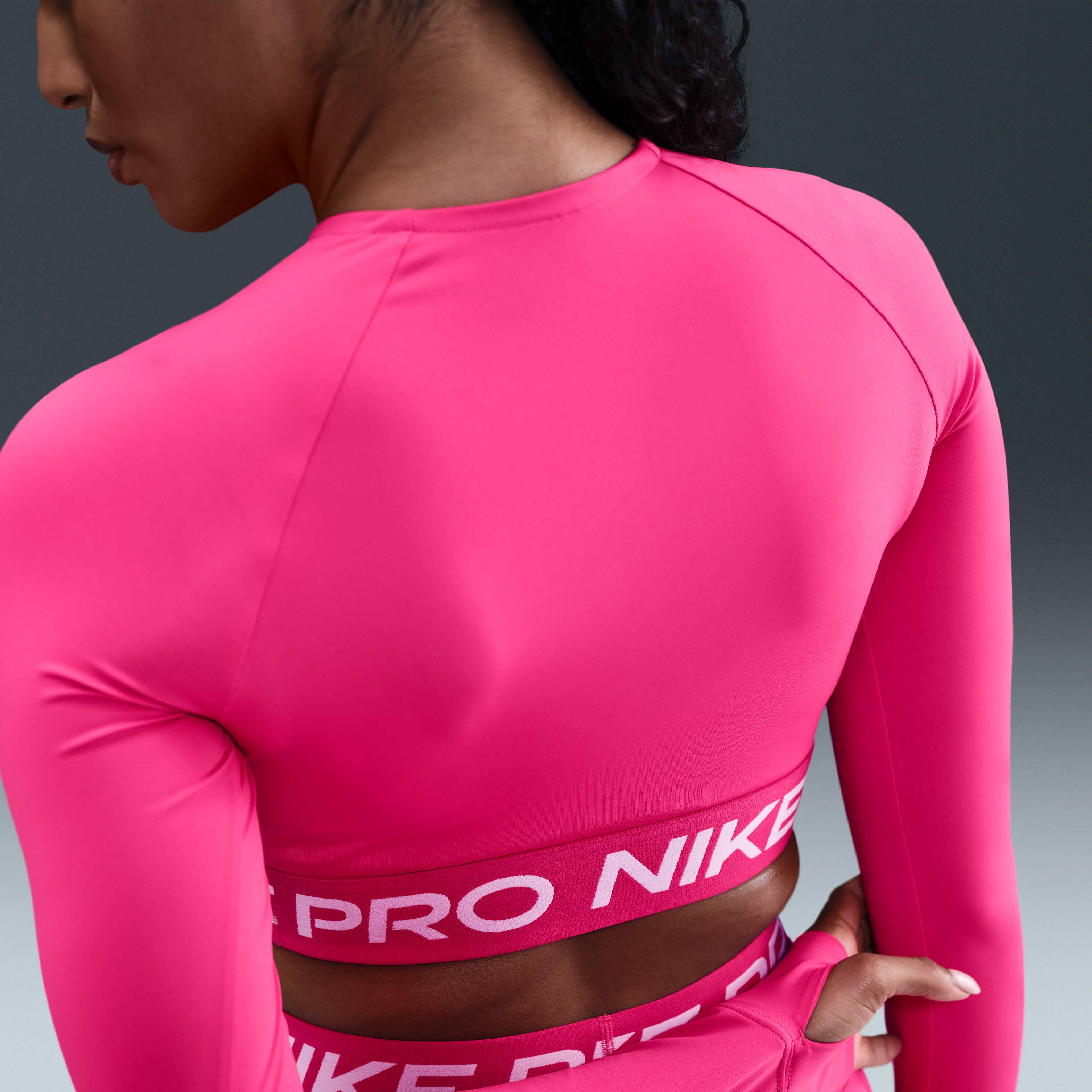 Buy Nike Pro Women's Dri-FIT Cropped Long-Sleeve Top - Rush Pink