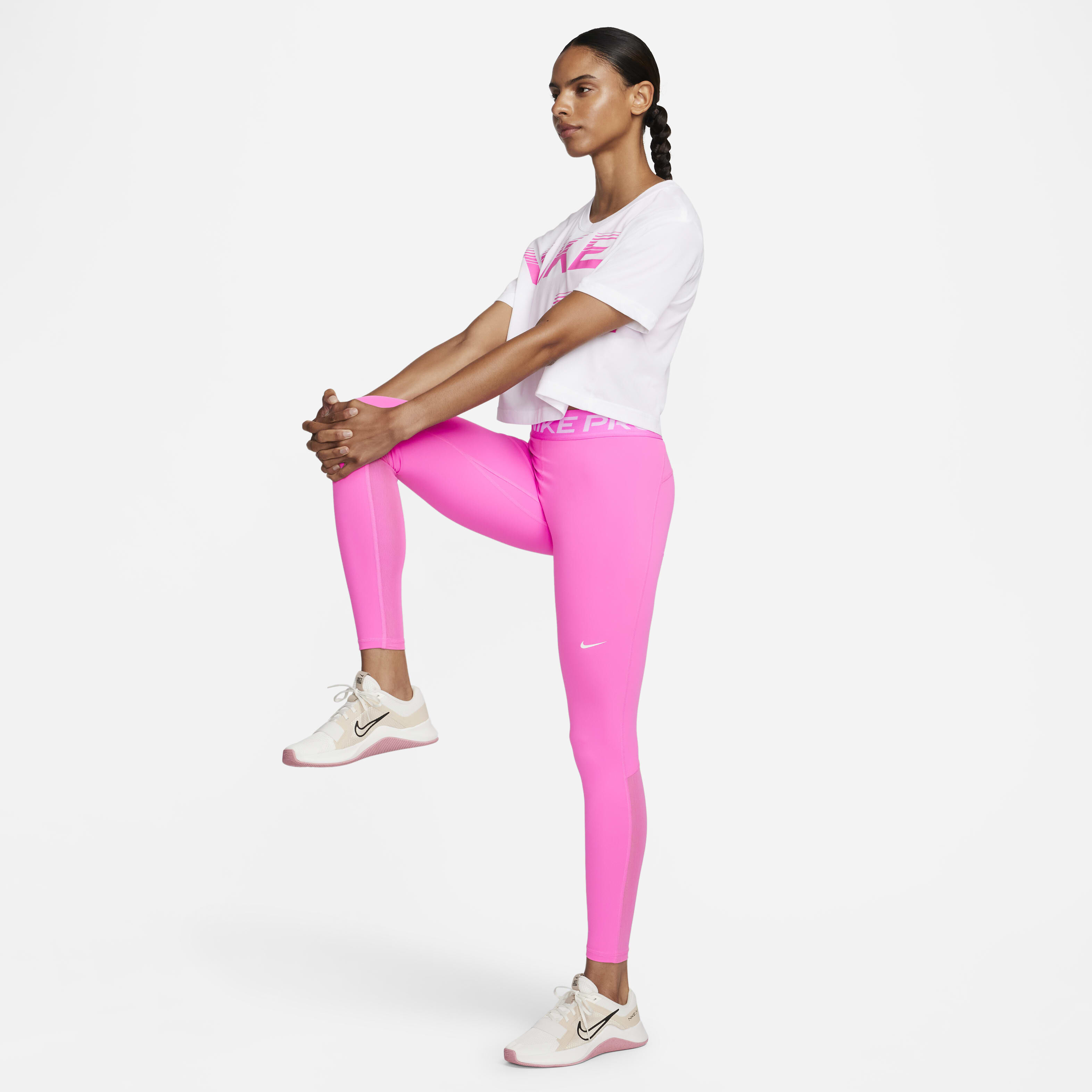 Buy Nike Pro Women s Mid Rise Mesh Panelled Leggings Nike Kuwait Official