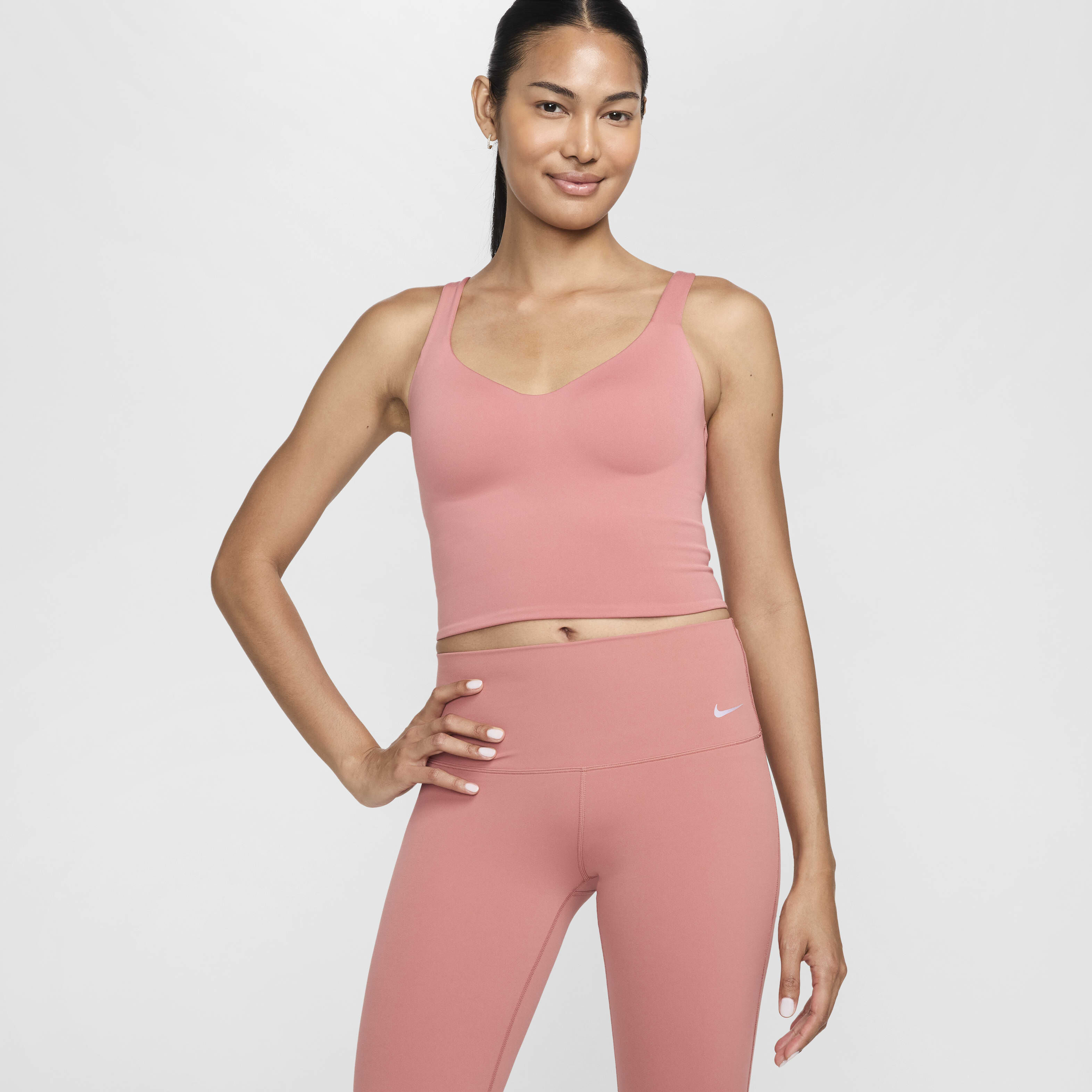 Buy Nike Alate Women s Medium Support Padded Sports Bra Tank Top Canyon Pink White Nike Kuwait Official