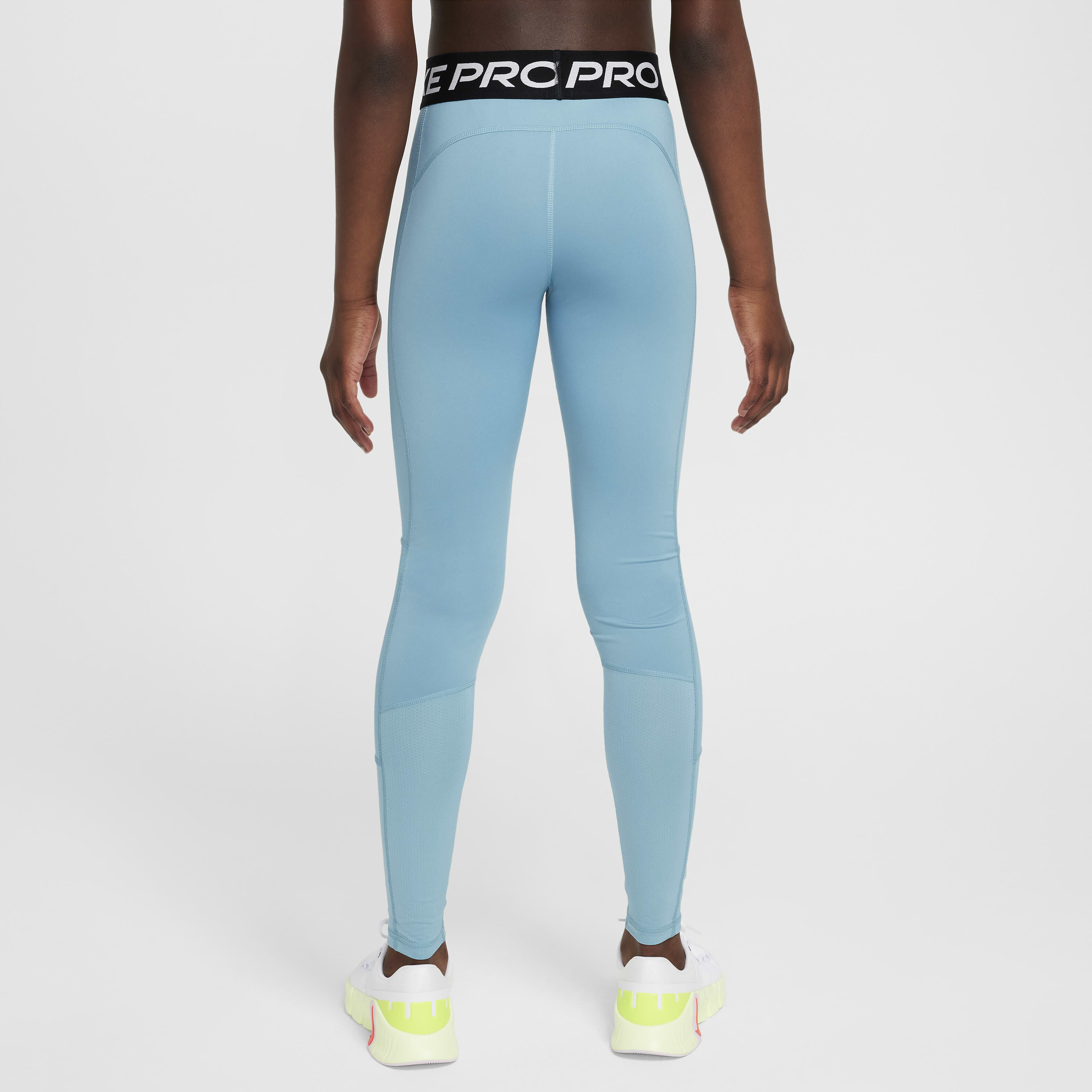 Buy Nike Pro Dri FIT Older Kids Girls Leggings Denim Turquoise White Nike Kuwait Official