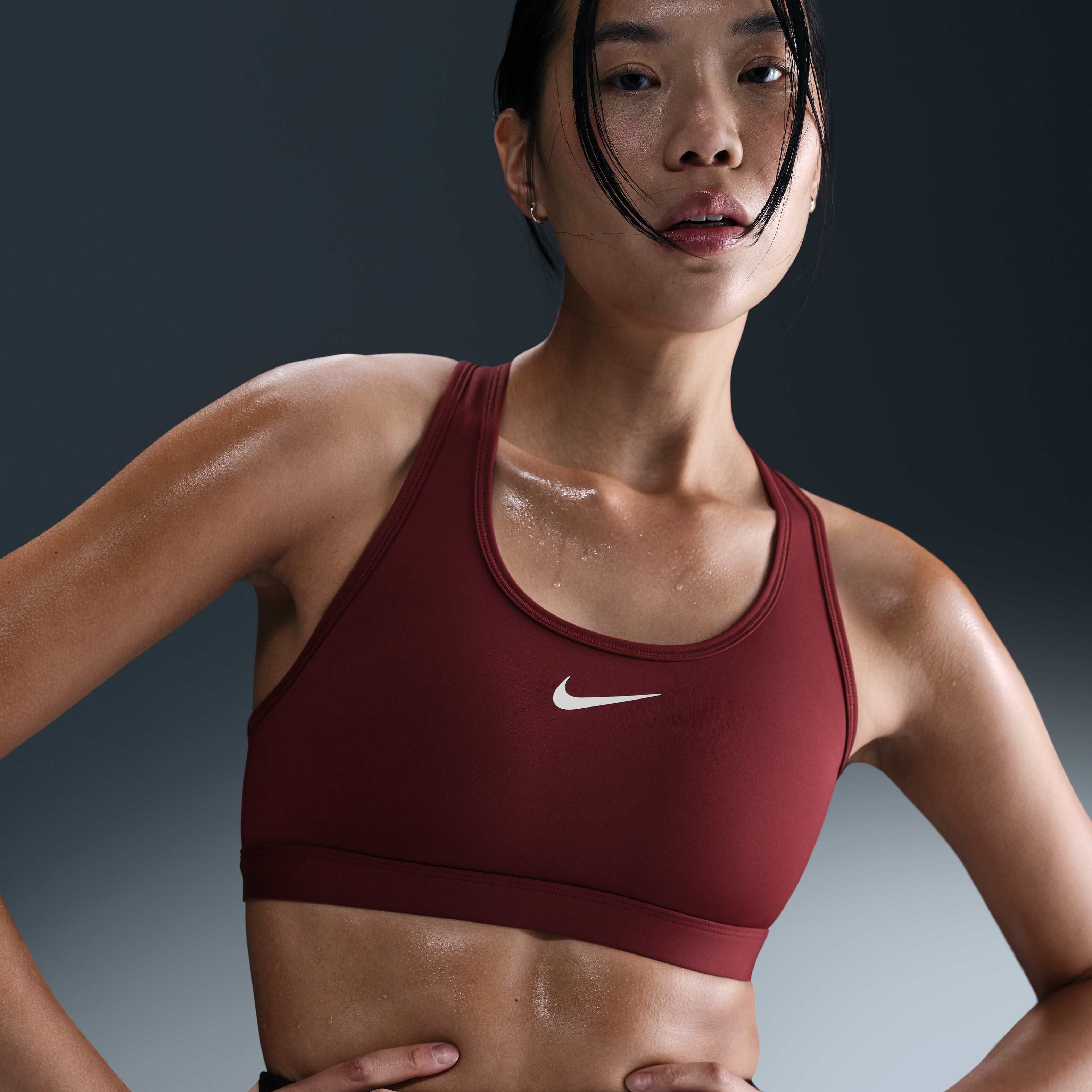red and white nike sports bra